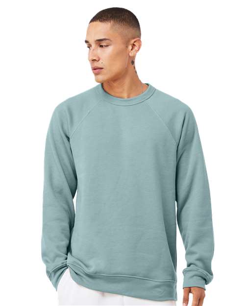 Sponge Fleece Raglan Crewneck Sweatshirt - Heather Blue Lagoon -   -