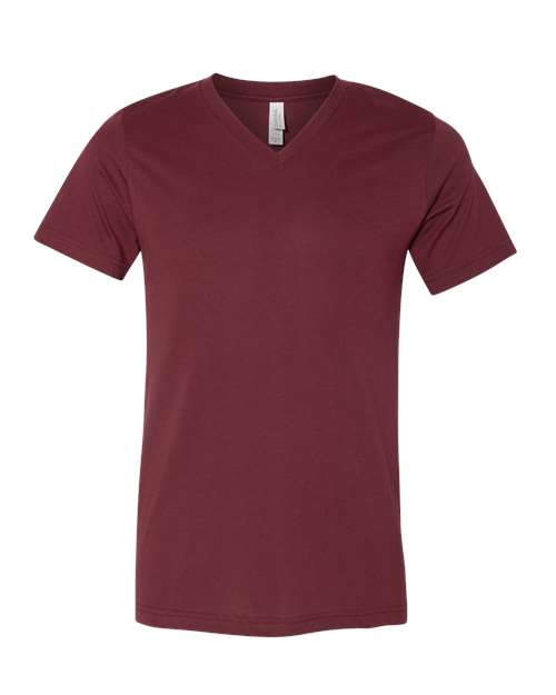 Heather CVC V-Neck Tee - Heather Cardinal -   -