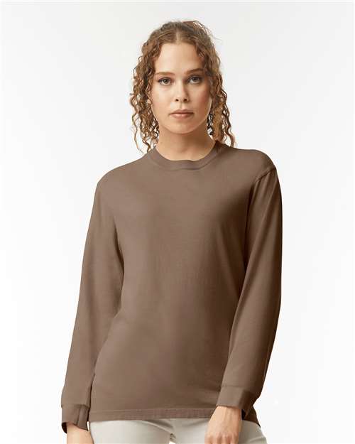 Garment-Dyed Heavyweight Long Sleeve T-Shirt - Espresso -   -