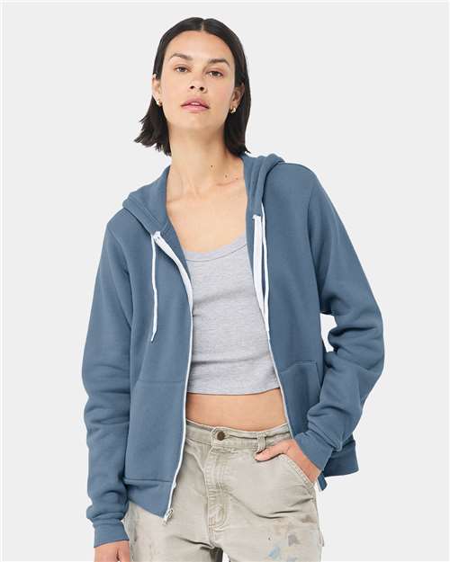 Sponge Fleece Full-Zip Hoodie - Steel Blue -   -