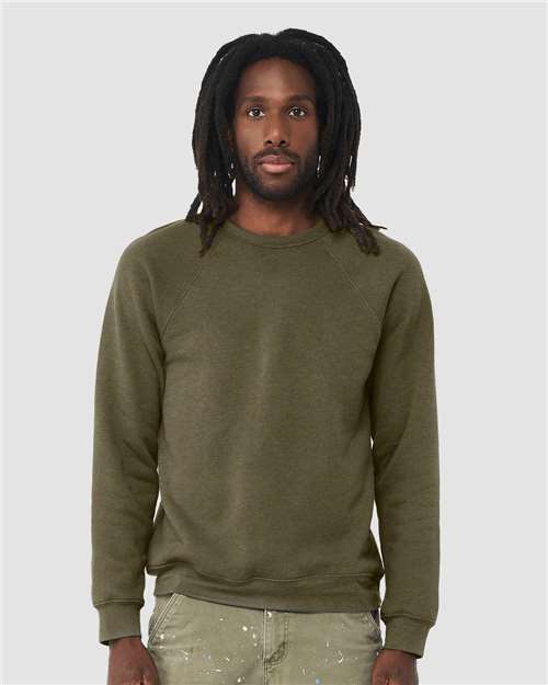 Sponge Fleece Raglan Crewneck Sweatshirt - Heather Olive -   -