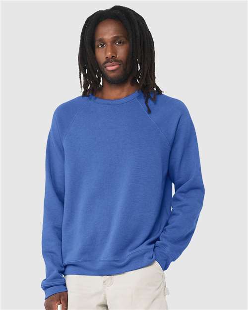 Sponge Fleece Raglan Crewneck Sweatshirt - Heather True Royal -   -