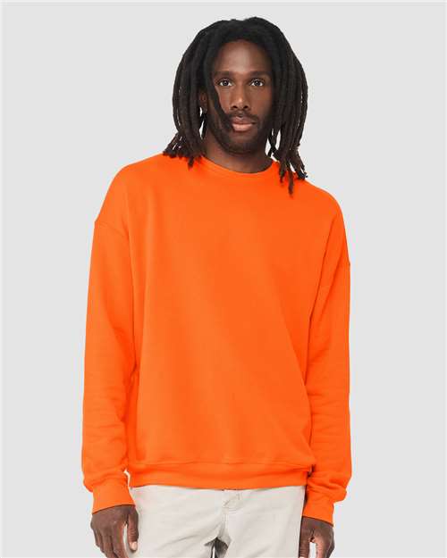 Sponge Fleece Drop Shoulder Crewneck Sweatshirt - Orange -   -