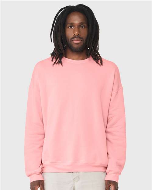 Sponge Fleece Drop Shoulder Crewneck Sweatshirt - Pink -   -