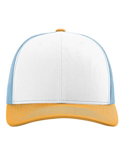 Snapback Trucker Cap - White/ Columbia Blue/ Yellow -   -