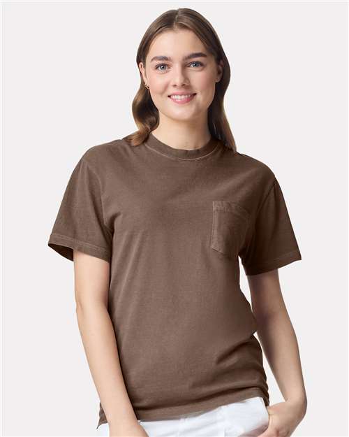 Garment-Dyed Heavyweight Pocket T-Shirt - Espresso -   -