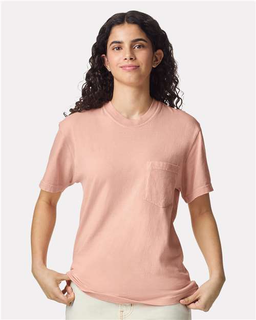 Garment-Dyed Heavyweight Pocket T-Shirt - Peachy -   -