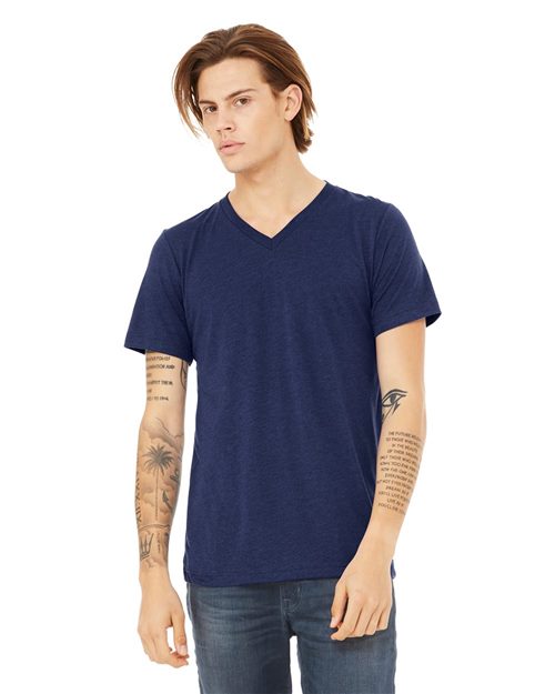 Triblend V-Neck Short Sleeve Tee - Aqua Triblend -   -
