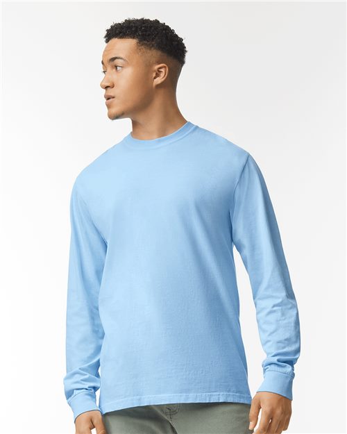 Garment-Dyed Heavyweight Long Sleeve T-Shirt - Berry -   -