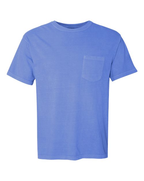 Garment-Dyed Heavyweight Pocket T-Shirt - Flo Blue -   -