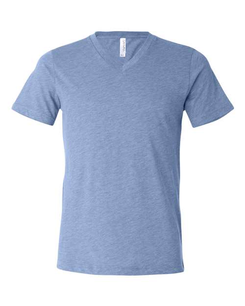 Triblend V-Neck Short Sleeve Tee - Blue Triblend -   -