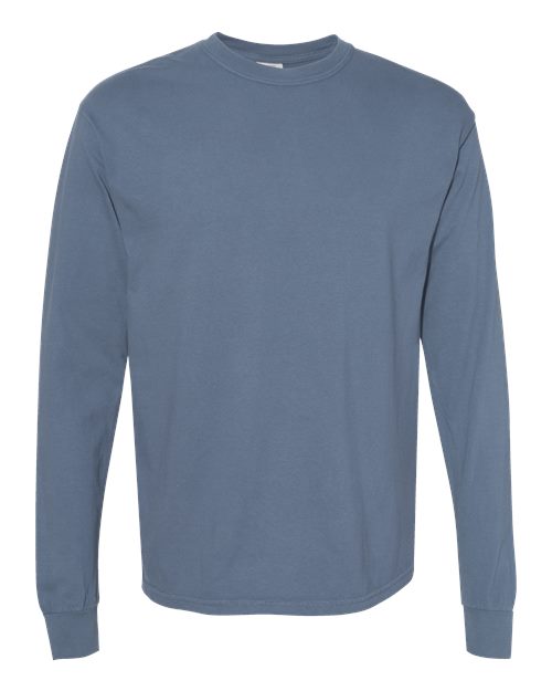 Garment-Dyed Heavyweight Long Sleeve T-Shirt - Blue Jean -   -
