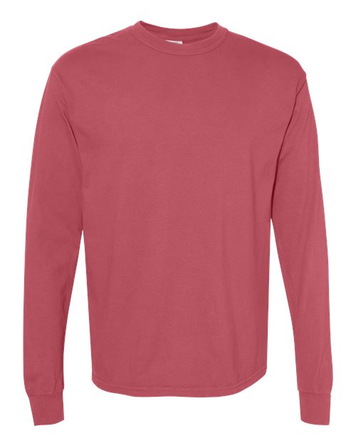 Garment-Dyed Heavyweight Long Sleeve T-Shirt - Crimson -   -