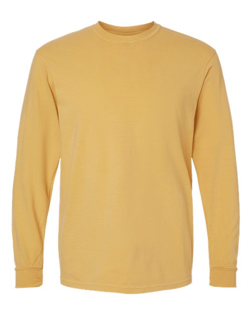 Garment-Dyed Heavyweight Long Sleeve T-Shirt - Mustard -   -