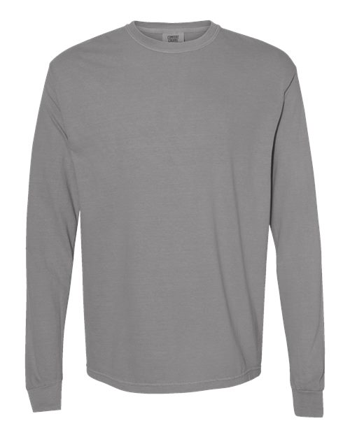 Garment-Dyed Heavyweight Long Sleeve T-Shirt - Grey -   -