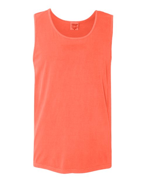 Garment-Dyed Heavyweight Tank Top - Neon Red Orange -   -