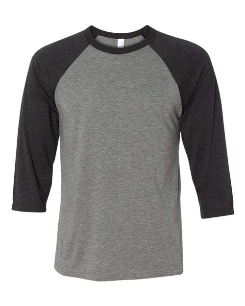 Three-Quarter Sleeve Baseball Tee - Grey/ Charcoal Black Triblend -   -