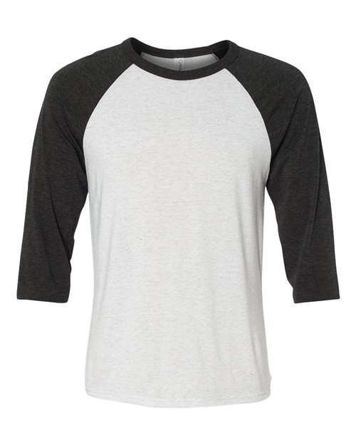 Three-Quarter Sleeve Baseball Tee - White Fleck/ Charcoal Triblend -   -