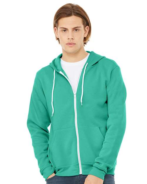 Sponge Fleece Full-Zip Hoodie - Teal -   -