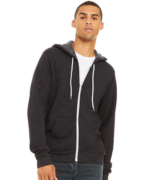 Sponge Fleece Full-Zip Hoodie - Dark Grey Heather -   -