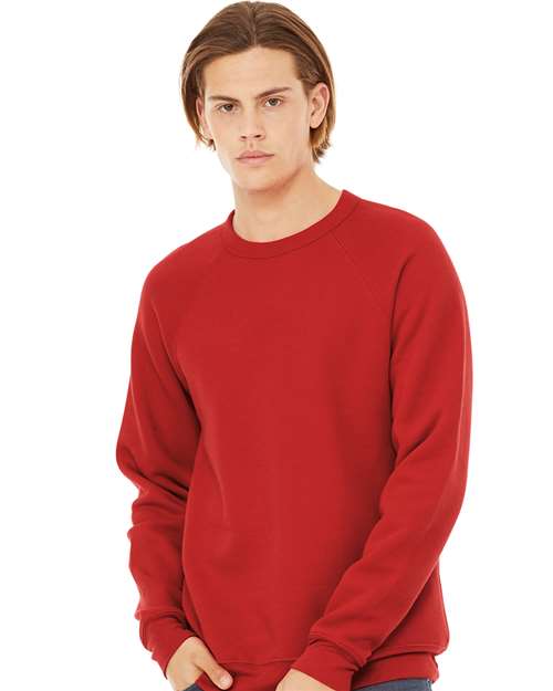 Sponge Fleece Raglan Crewneck Sweatshirt - Red -   -