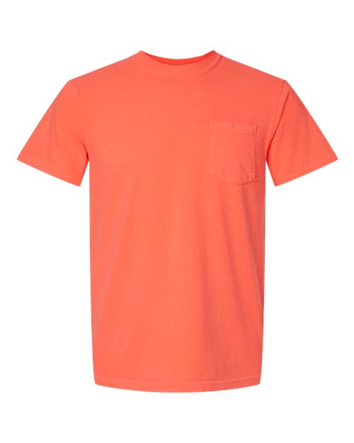 Garment-Dyed Heavyweight Pocket T-Shirt - Neon Red Orange -   -