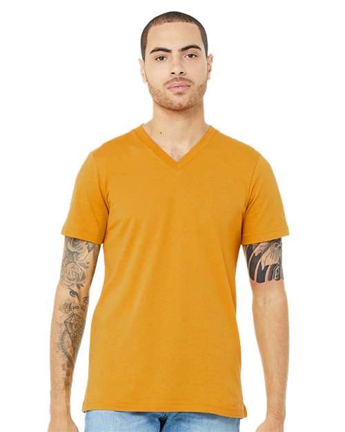 Jersey V-Neck Tee - Mustard -   -