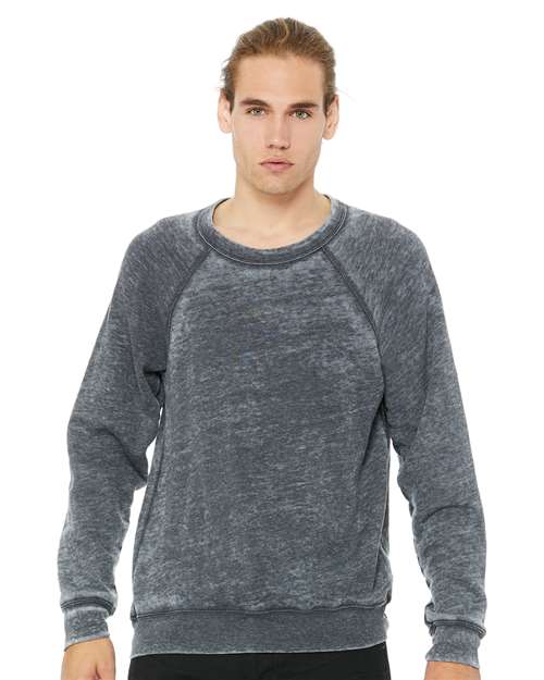 Sponge Fleece Raglan Crewneck Sweatshirt - Grey Acid Wash -   -
