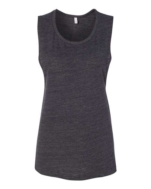 Women's Flowy Scoop Muscle Tank - Charcoal Black Slub -   -