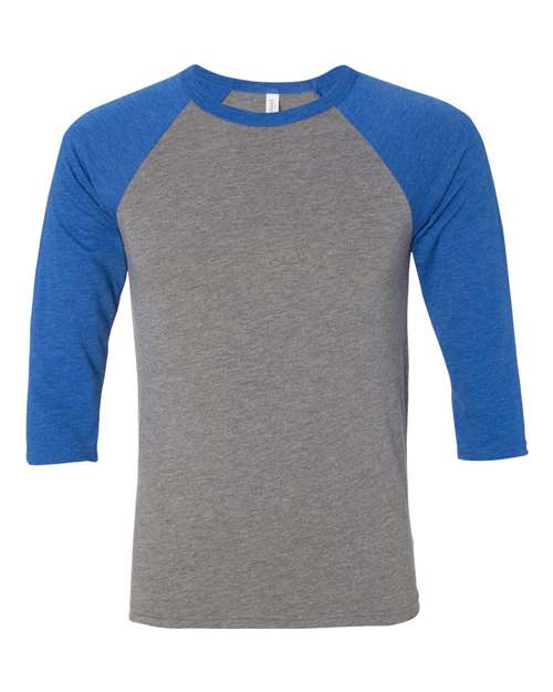 Three-Quarter Sleeve Baseball Tee - Grey/ True Royal Triblend -   -