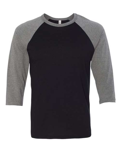 Three-Quarter Sleeve Baseball Tee - Black/ Deep Heather -   -