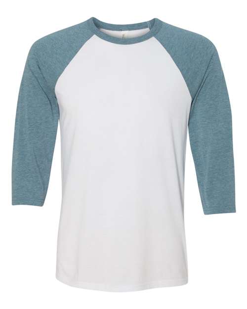 Three-Quarter Sleeve Baseball Tee - White/ Denim -   -