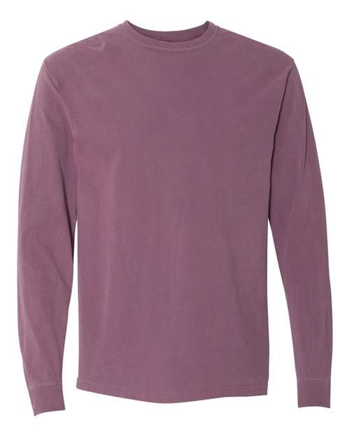 Garment-Dyed Heavyweight Long Sleeve T-Shirt - Berry -   -