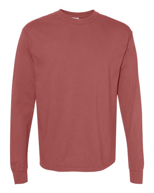 Garment-Dyed Heavyweight Long Sleeve T-Shirt - Brick -   -