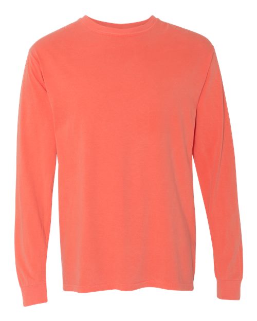 Garment-Dyed Heavyweight Long Sleeve T-Shirt - Bright Salmon -   -