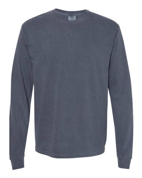 Garment-Dyed Heavyweight Long Sleeve T-Shirt - Denim -   -