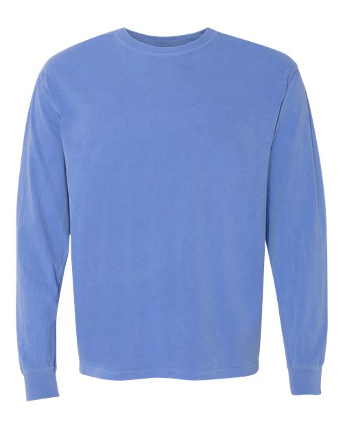 Garment-Dyed Heavyweight Long Sleeve T-Shirt - Flo Blue -   -