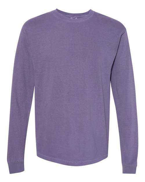 Garment-Dyed Heavyweight Long Sleeve T-Shirt - Grape -   -