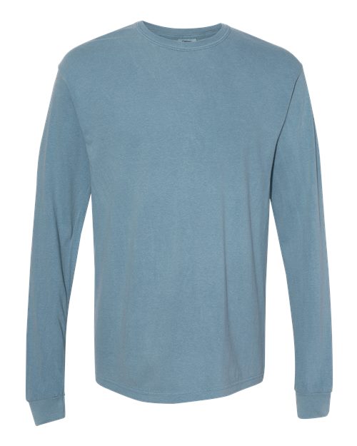Garment-Dyed Heavyweight Long Sleeve T-Shirt - Ice Blue -   -