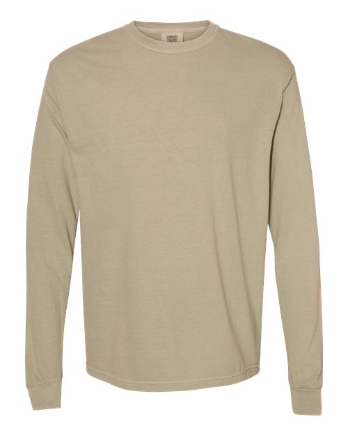 Garment-Dyed Heavyweight Long Sleeve T-Shirt - Khaki -   -
