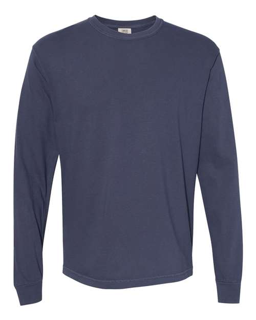 Garment-Dyed Heavyweight Long Sleeve T-Shirt - Navy -   -