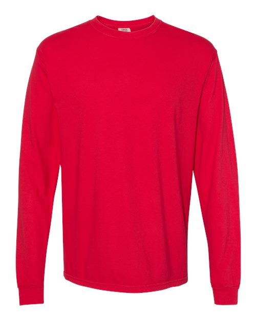 Garment-Dyed Heavyweight Long Sleeve T-Shirt - Red -   -