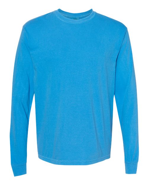 Garment-Dyed Heavyweight Long Sleeve T-Shirt - Royal Caribe -   -