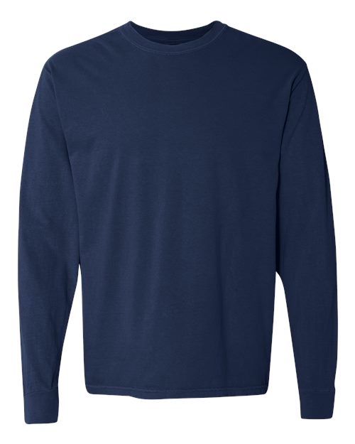 Garment-Dyed Heavyweight Long Sleeve T-Shirt - True Navy -   -
