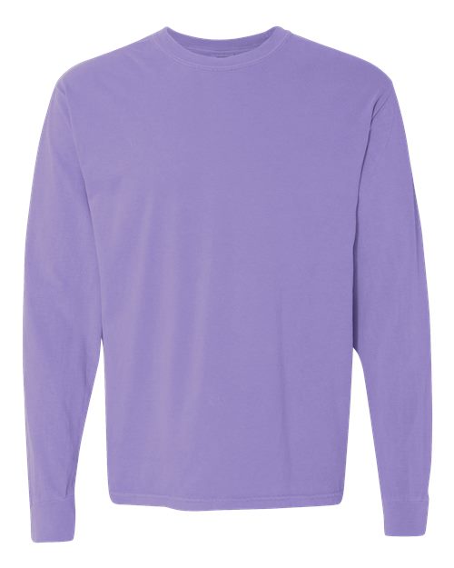 Garment-Dyed Heavyweight Long Sleeve T-Shirt - Violet -   -