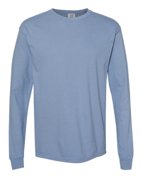 Garment-Dyed Heavyweight Long Sleeve T-Shirt - Washed Denim -   -