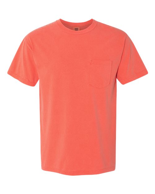 Garment-Dyed Heavyweight Pocket T-Shirt - Bright Salmon -   -