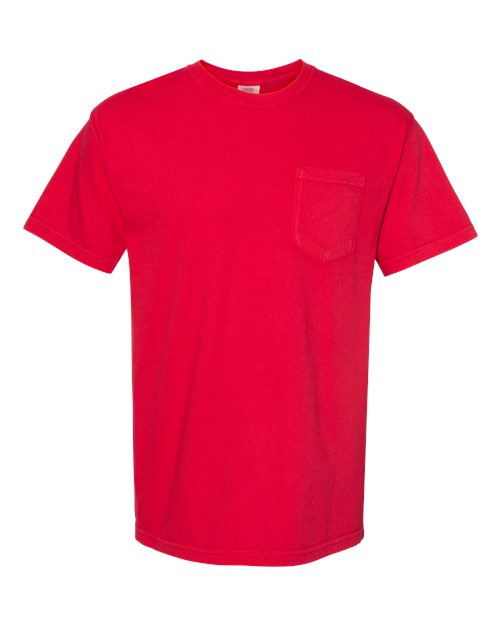 Garment-Dyed Heavyweight Pocket T-Shirt - Red -   -