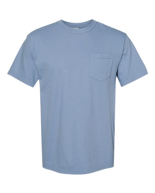Garment-Dyed Heavyweight Pocket T-Shirt - Washed Denim -   -