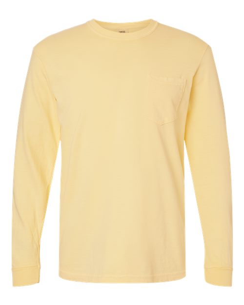 Garment-Dyed Heavyweight Long Sleeve Pocket T-Shirt - Butter -   -